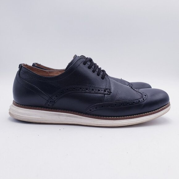 Cole Haan Men's C26469 Original Grand Shortwing Oxford Shoe Black Leather Size 9 - Picture 1 of 10